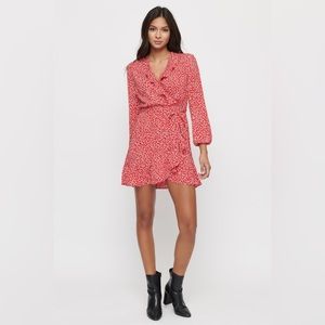 Dynamite Selina red floral ruffle dress.